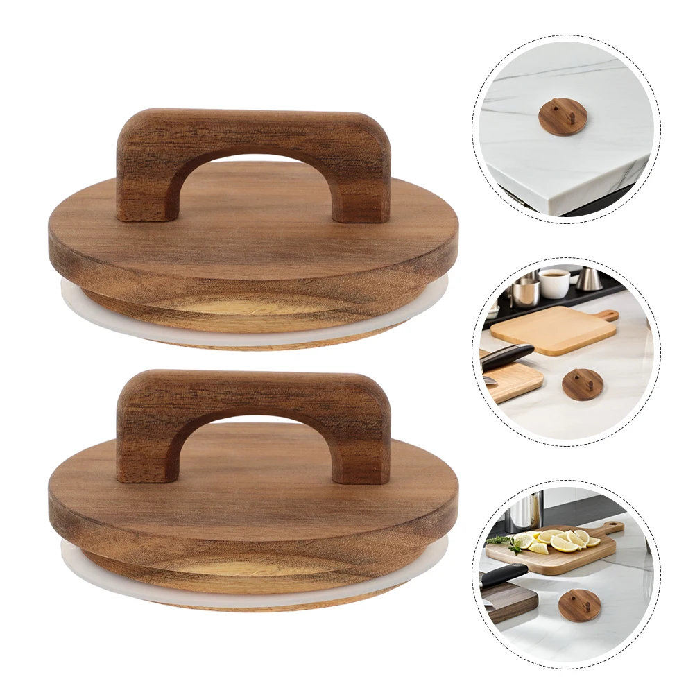 

2 Pcs Storage Jar Lid Canning Cover Lids with Silicone Seal Ball Jars Wooden Glass Airtight Handle
