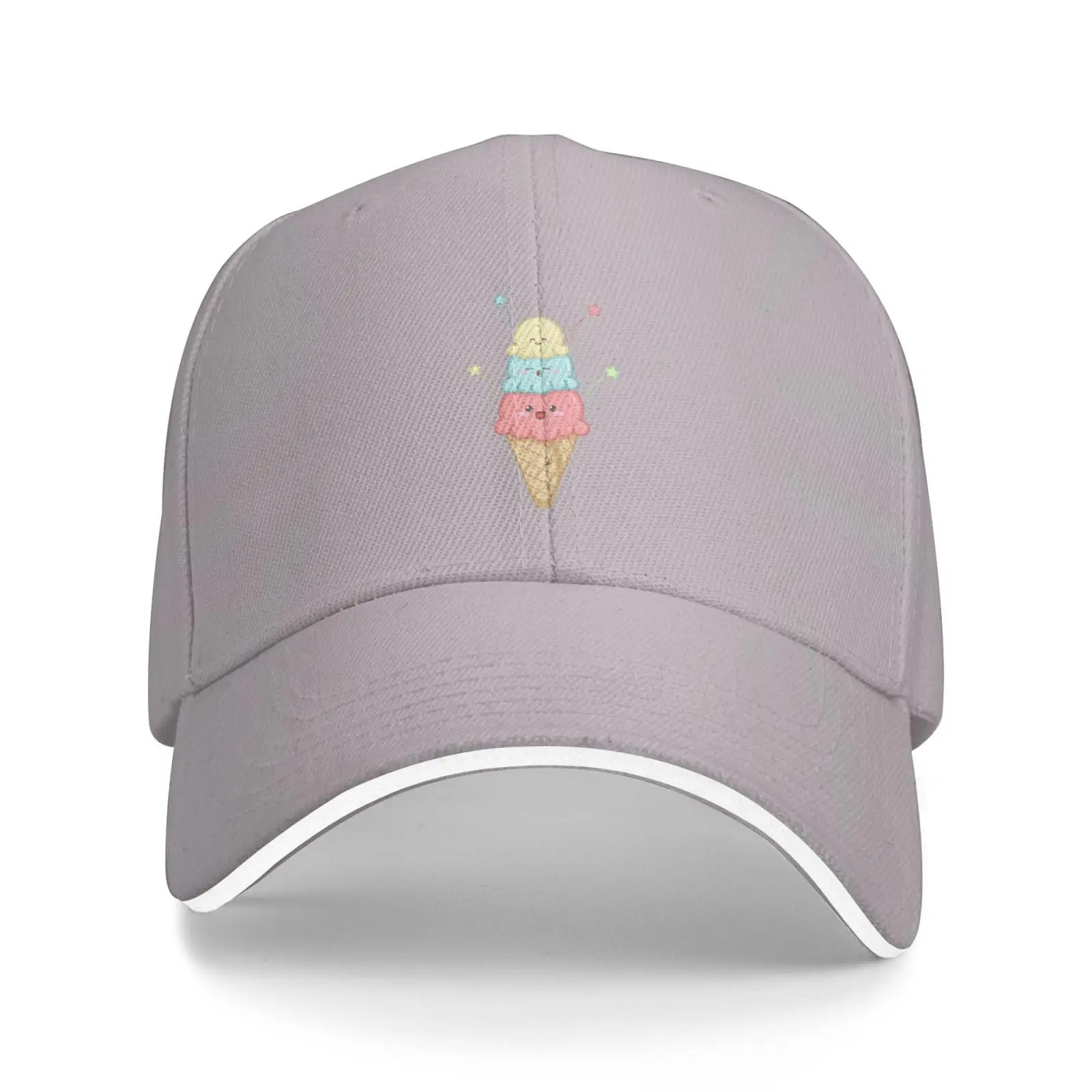 Cute Ice Cream Cone Trucker Baseball Cap for Men Women Hat Sandwich Brim Dad Hats