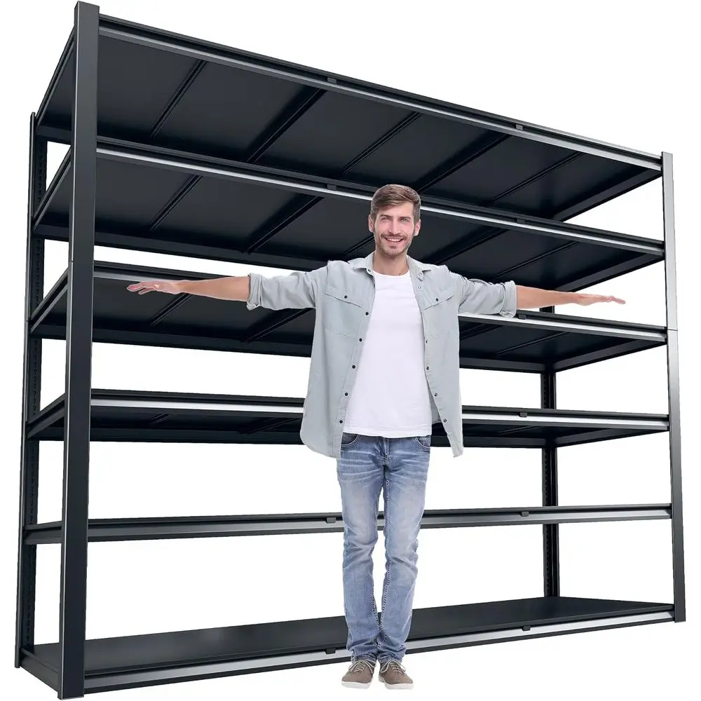 

60W 6-Tier Heavy-Duty Storage Shelves, 3500 lbs Capacity, Adjustable Metal Racks for Garage, Warehouse, and Commercial Use, 84H