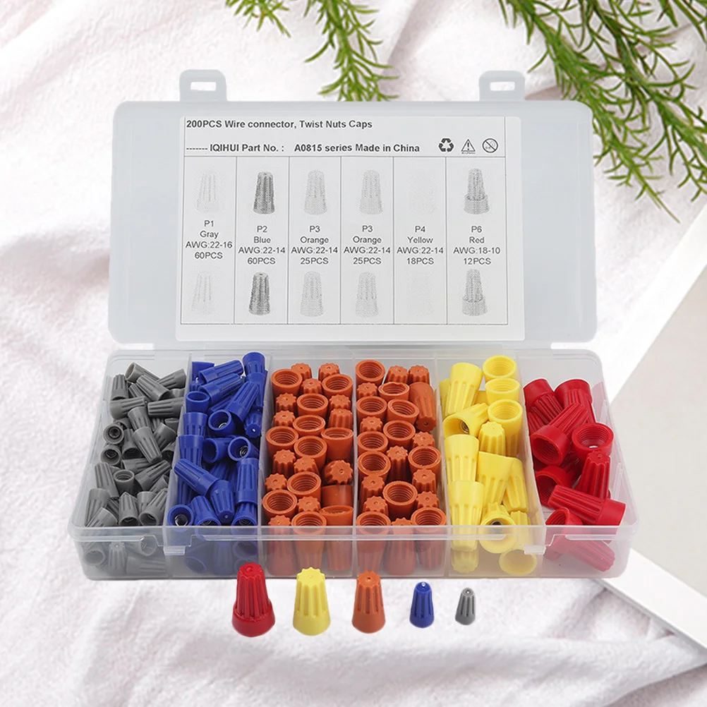 

200Pcs Assorted Electrical Insulated Crimp Terminal Connectors for Wire Crimping Butt Ring Spade Quick Disconnect Cable Lugs