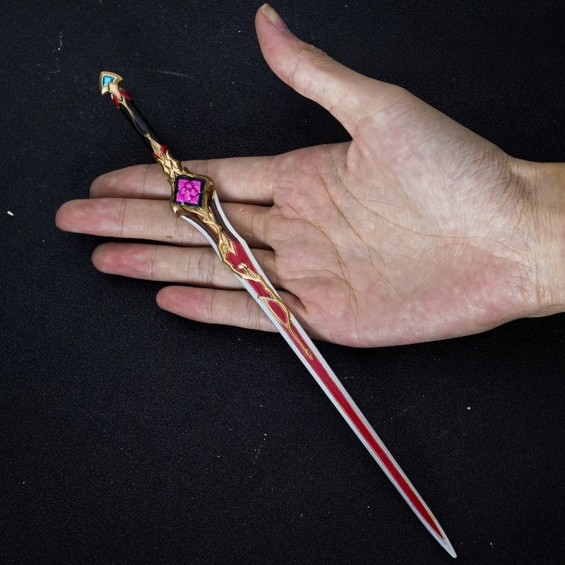 22 cm/8.66in Anime Game Perifere Sanqi Zwaard Metalen Model Legering Ornament Ongesneden Desktop Display Collectie Verjaardagscadeau voor Jongen