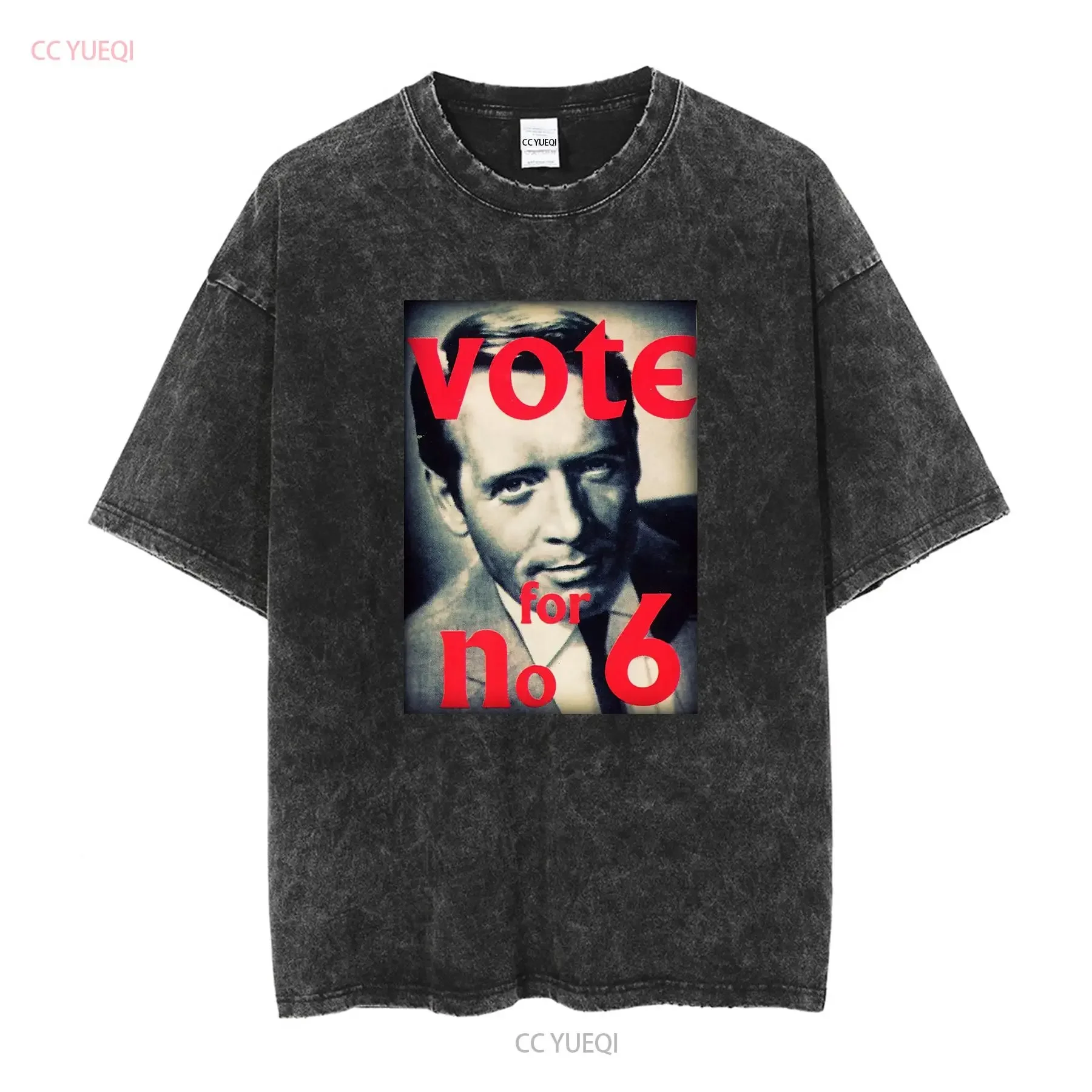 Vote No 6 T Shirt The Prisoner long or short sleeves vintage Washed graphic Versatile homme Soft streetwear Breathable fashion
