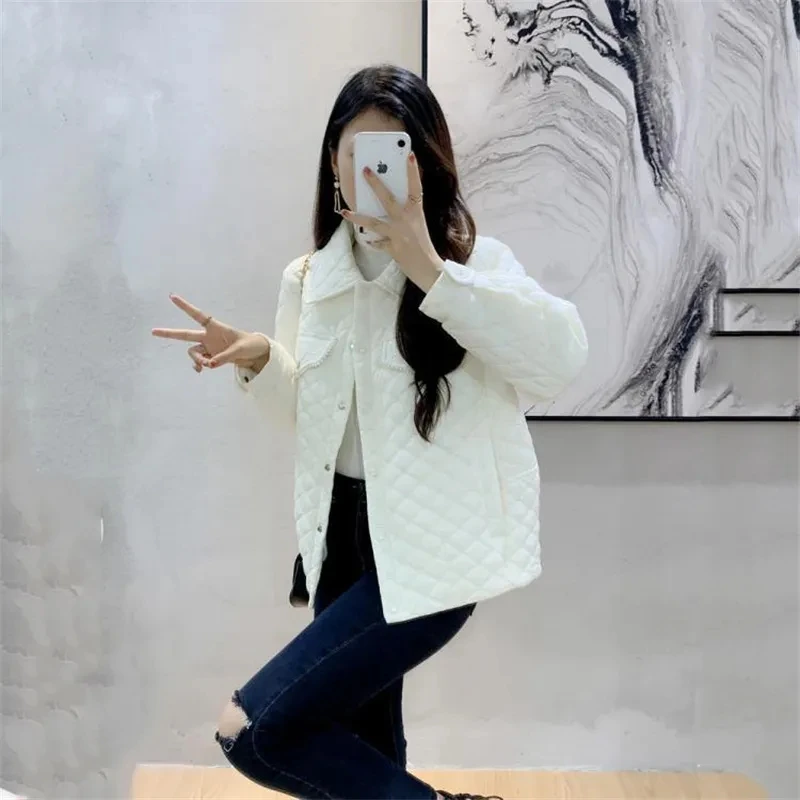 2023 New Down Cotton Coat Women Autumn Winter Korean Lightweight And Thin Lapel Collar Loose Warm Casual Female Parkas Outwear