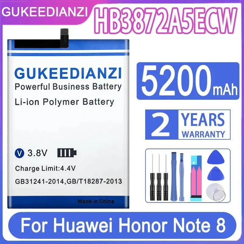 

HB3872A5ECW Premium Replacement 5200Mah For Huawei Honor Note 8 Note8 Edi-DL00 Edi-AL10 Mobile Phone Battery Reliable Power