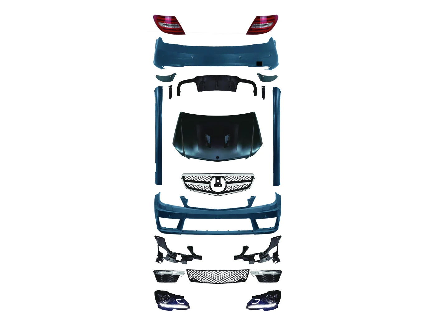 High-end Body Kit CustomizationFor C-Class W204 2008-2010 63 Style Body Kit - Front Rear Bumper Side SkirtsPremium Customized