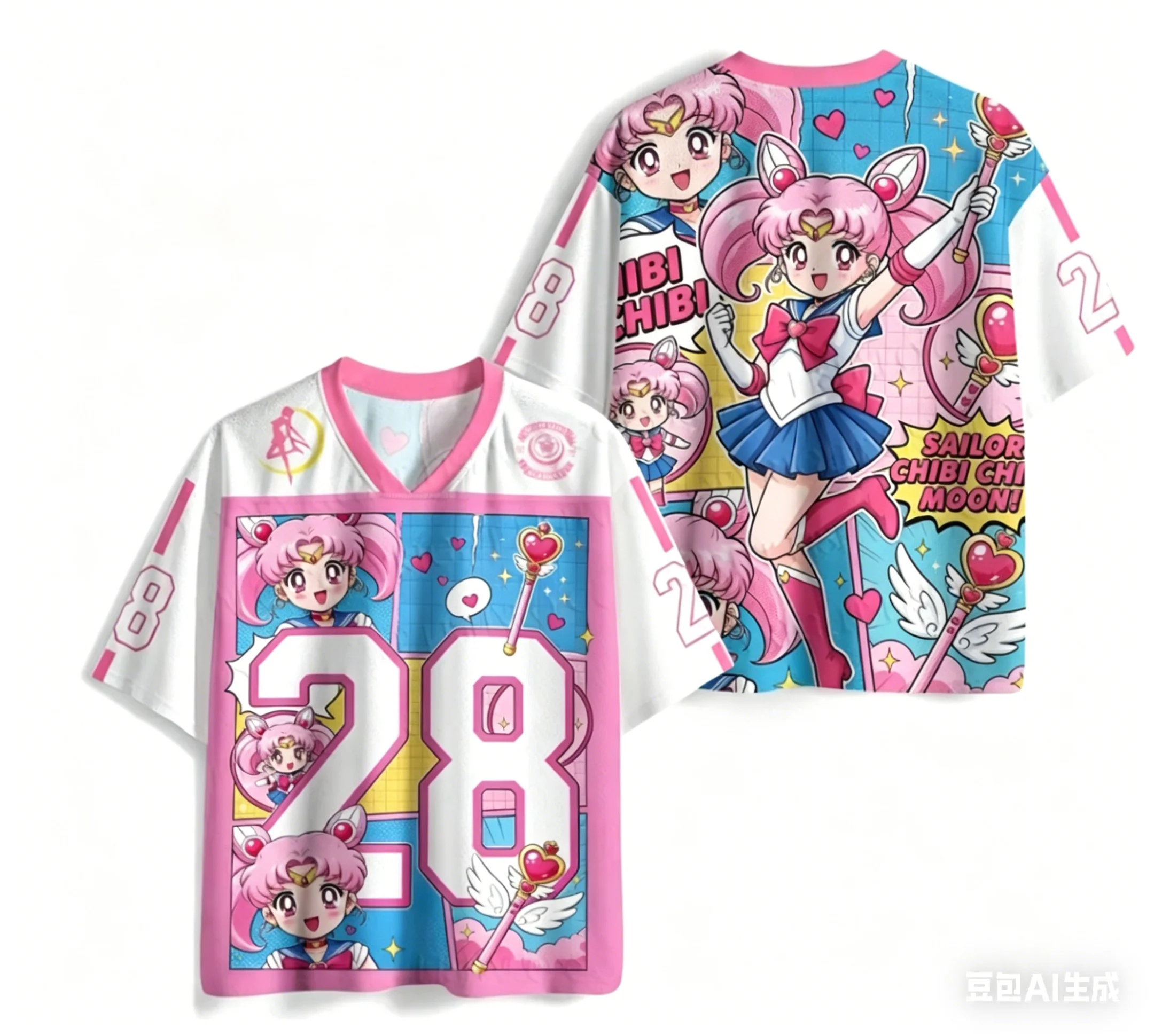 Adult and Children's Street Style Beautiful Girl Warrior Little Bunny 3D Printed Jersey American Sports Style T-shirt