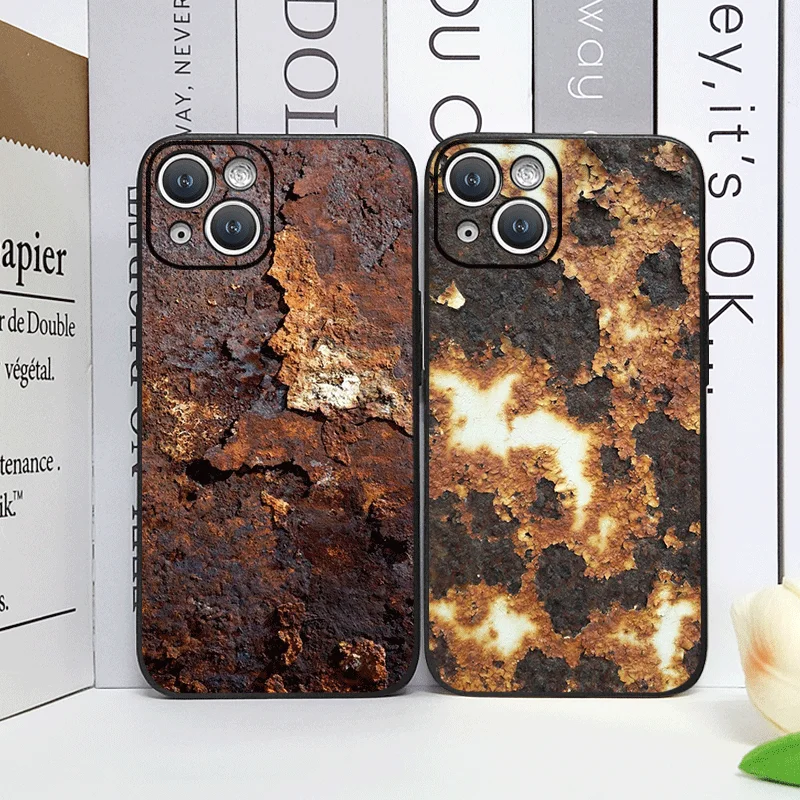 Creative Rusty Metal Surface Pattern Phone Case for IPhone 17 16 12 11 14 Plus 13 15 Pro Max Mini X XS XR Shockproof Soft Cover