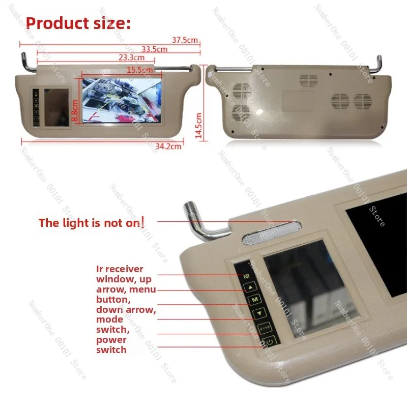 7inch Touch Button Sun Visor Monitor Sun Visor Car 2-Way Video Monitor