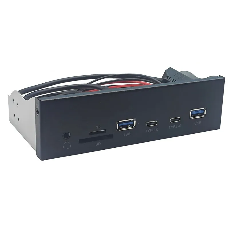 5.25 Inch Drive Bay Multi-function Front Panel USB3.2 Gen1 Type-A Type-C HD Audio SD TF Card Reader PAN2U2C-GC1