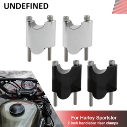 2'' Handlebar Riser For Harley Sportster XL1200X XL1200XS 48 2010-2022 Bar Mount Heighten Block Extension Kits CNC Aluminum