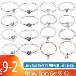 Wholesaler New 925 Sterling Silver Bracelets Heart Leaf Buckle Snake Chain Bracelets & Bangles Fits Charm Bead DIY Women Jewelry