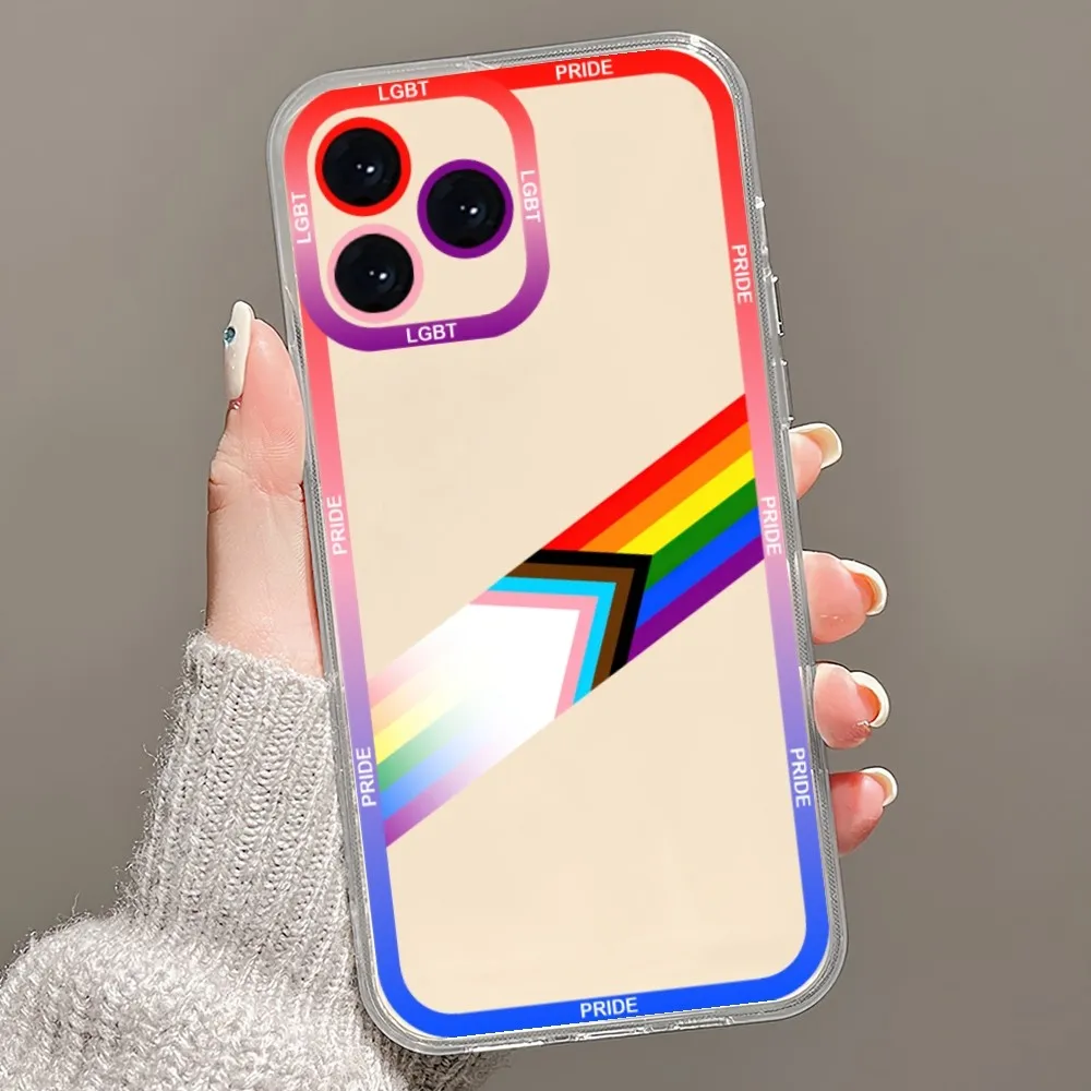 LGBT Pride Beautiful Flag Phone Case For iPhone 13 14 Mini 11 12 Pro Max Transparent Shell