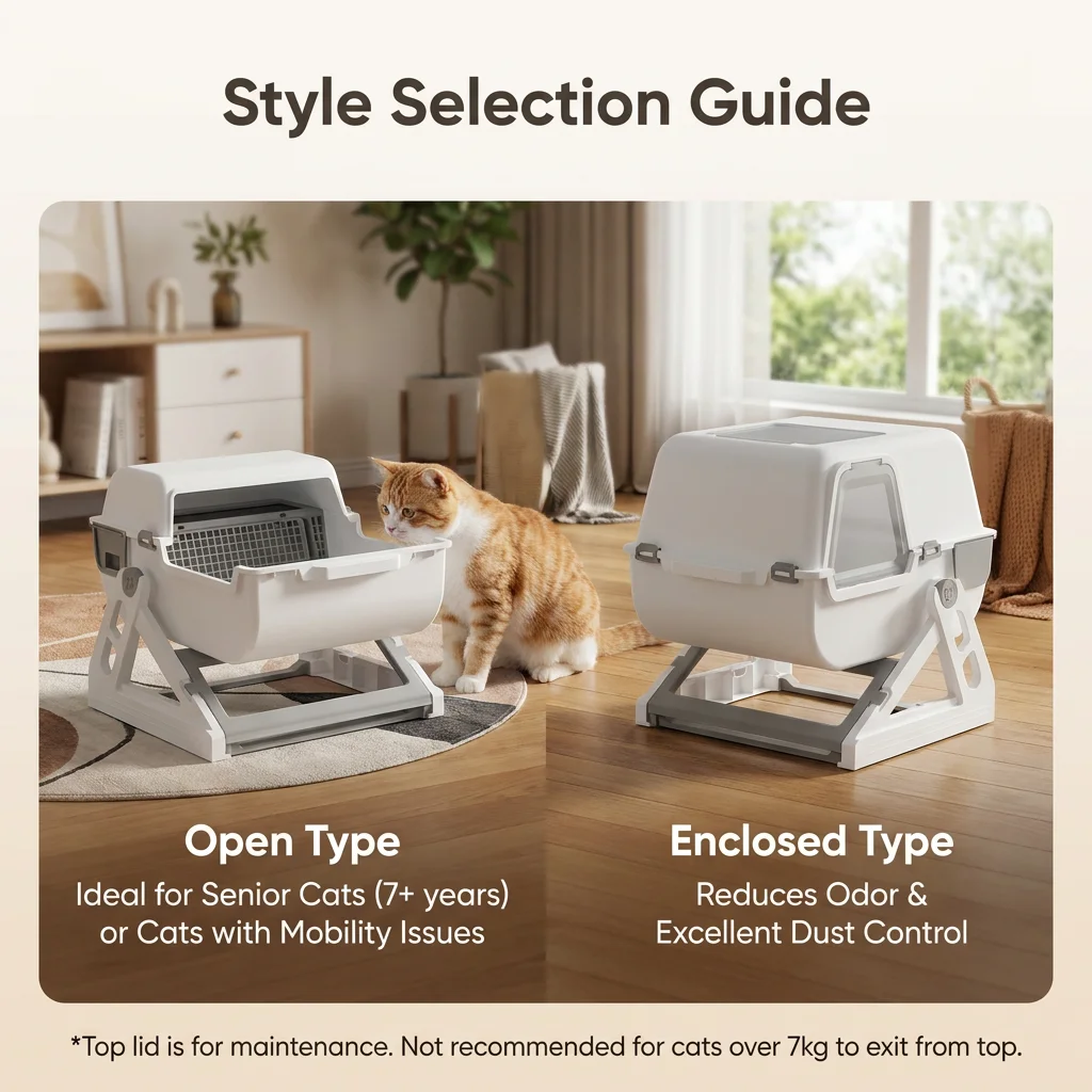 Semi-automatic Cat Litter Box Extra Large Enclosed Pet Toilet Anti-Splash Scoop-Free Cat Sand Basin Easy Cleaning Kitty Litter B