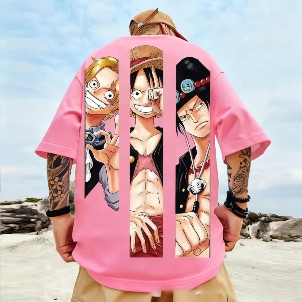 Relaxing and Comfortable One Piece Luffy Zoro Graphic T Shirts Man Anime Print Summer Cotton Casual  Short Sleeve Tee Streetwear
