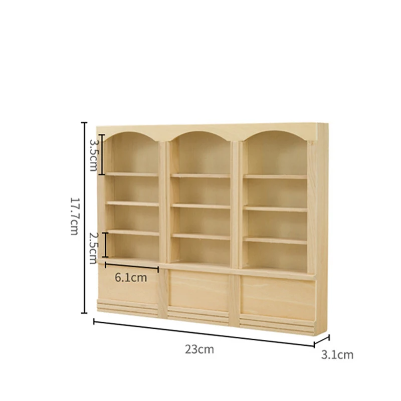 1:12 Poppenhuis Miniatuur Boekenkast Display Kast Boekenplank Drievoudige Kast Europese Meubelen Model Poppenhuis Mini Decor Speelgoed