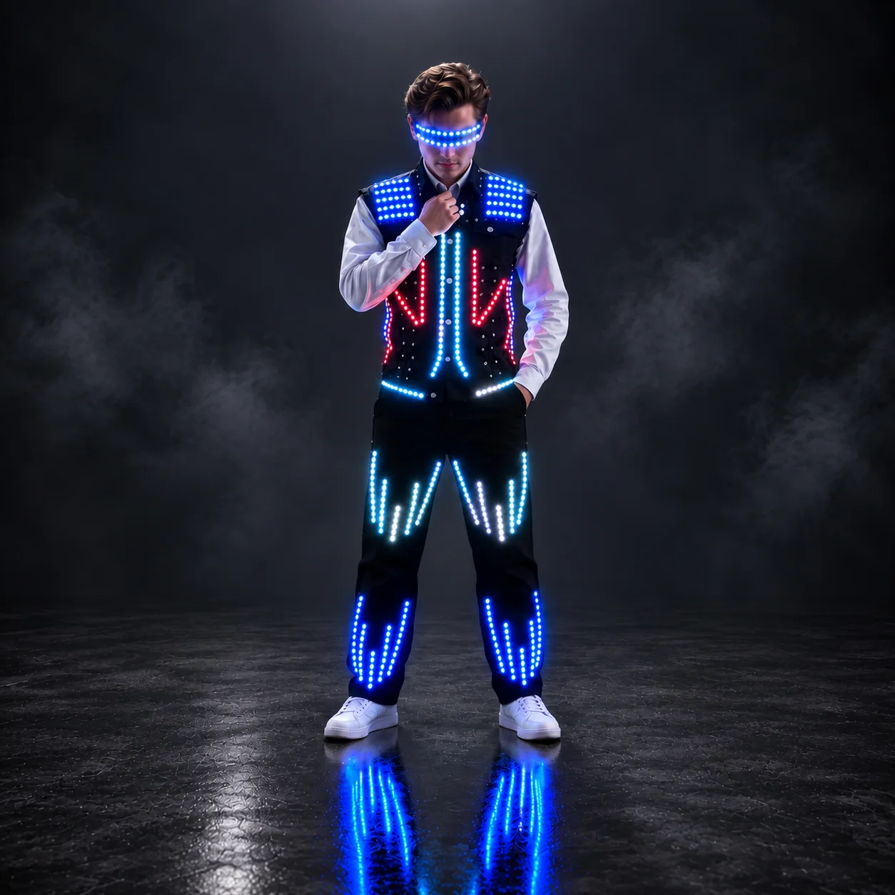 LED Luminous Vest AI Robot Performance Fluorescent Clothing Props Night Party Lighted Jacket