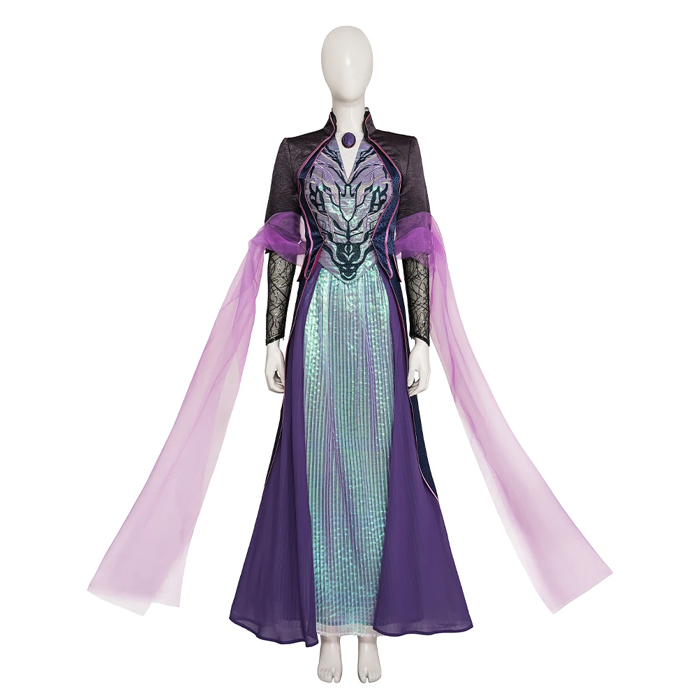 Agatha Cosplay Purple Costume Women Fantasia Combat Dress Uniform Suit Halloween Carnival Party Witch Ball Gown