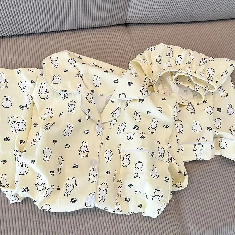 

Kawaii Shin-chan Rabbit Nightwear Women Pajamas Short Sleeved Shorts Anime Cartoon Cute Student Home Clothes Set Girl Gift Toys