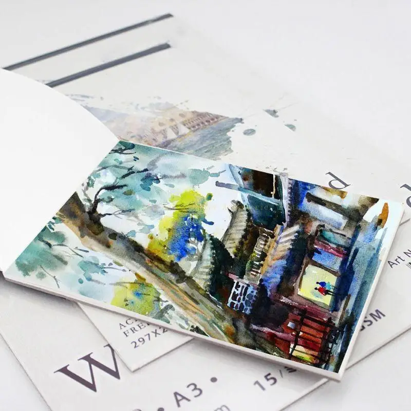 15 Sheets Waterverf Paper Sketch Book Notepad voor het schilderen tekenen Notebook Art Supplies