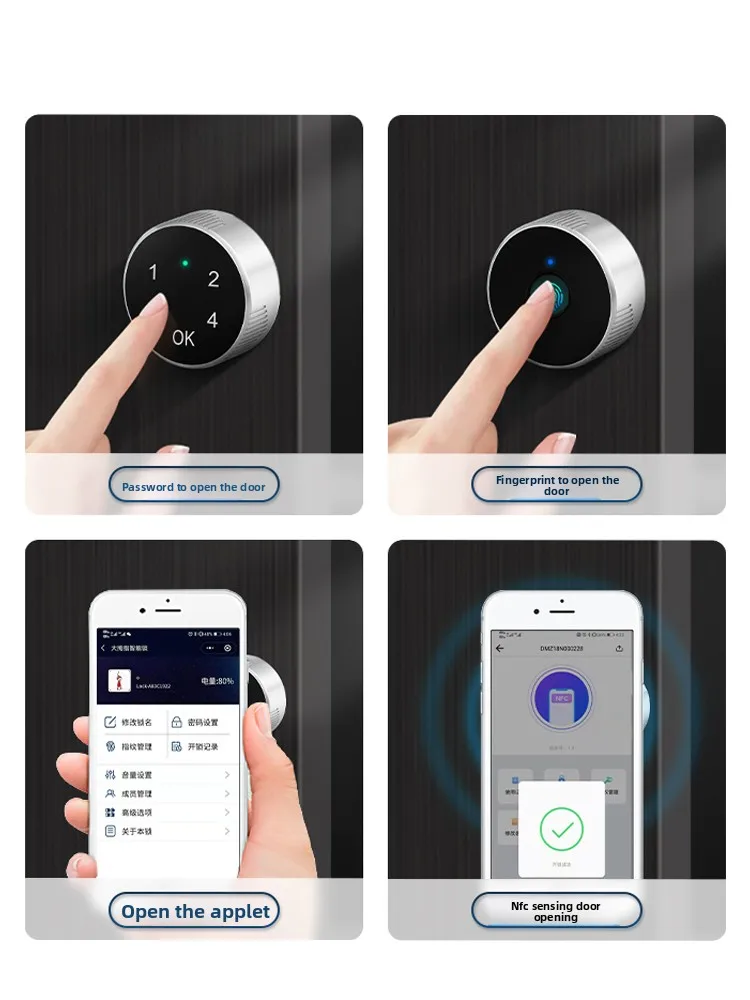 KOB Smart Cabinet Cam Lock - Remote Unlock Fingerprint Password Lock for Office Desk File Metal Cabinet Drawer