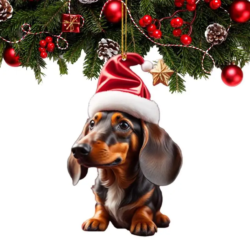 Christmas Tree Hanging Ornaments Dachshund Dog Shaped Pendants For Home Christmas Decorations Xmas Backpack Pendant