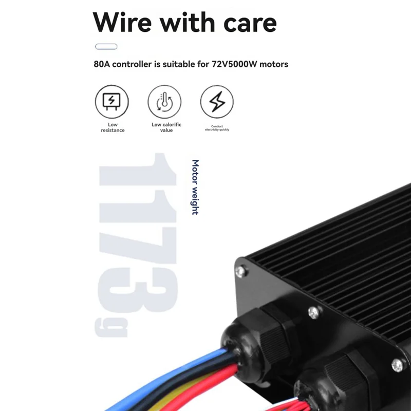 ABBK-Ebike Controller 72V 80A 5000W Onda quadra monomodale Ideale per il rimontaggio di mountain bike a motore