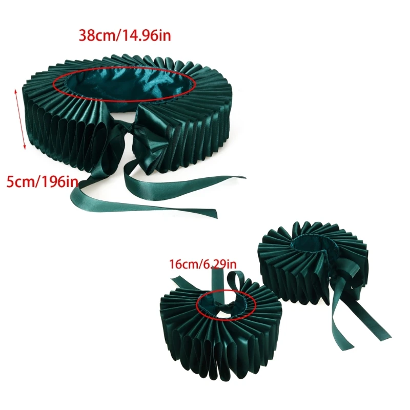 652f Renaissances Ruffled Collar Garfaça Colar com punhos pulso definido para mulheres