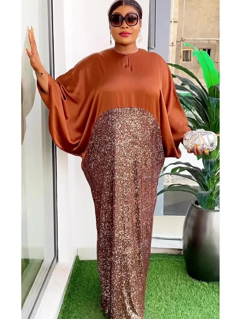 

Party Prom Evening Long Dresses For Women African Dashiki Sequin Robe Dubai Muslim Kaftan Black Abayas 2025 New Africa Clothing