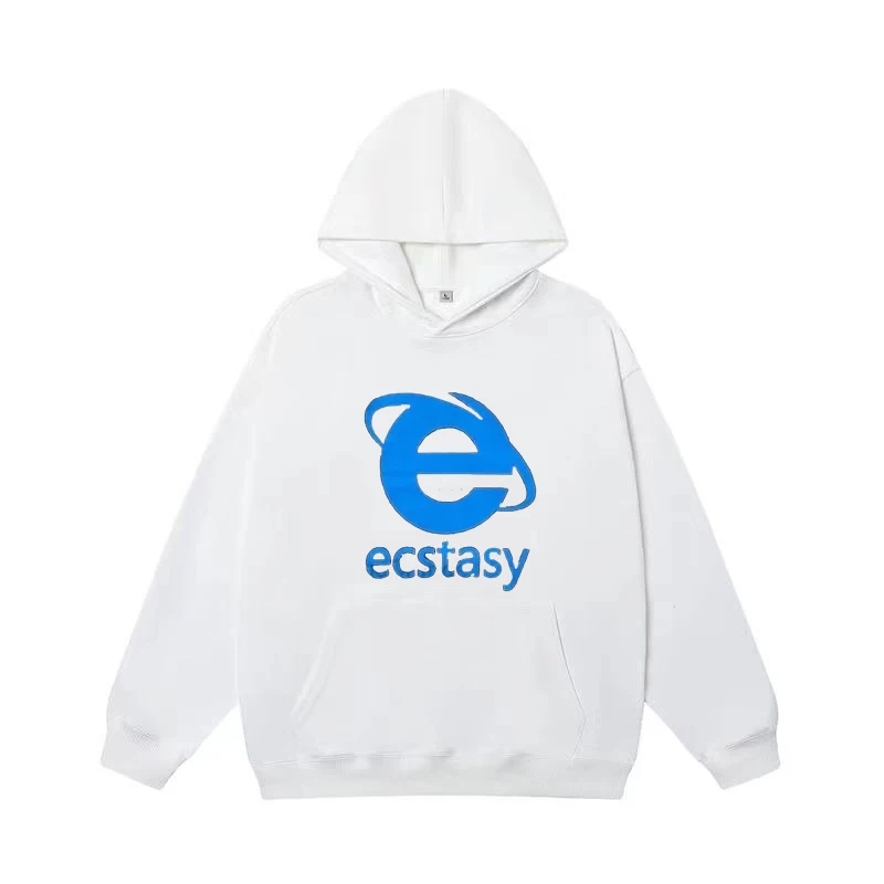 Streetwear Hoodie Ecstasy Letter Graphic Print Pullover Men Y2K style Oversized Harajuku Sweatshirt Hip Hop Hooded Clothes Women