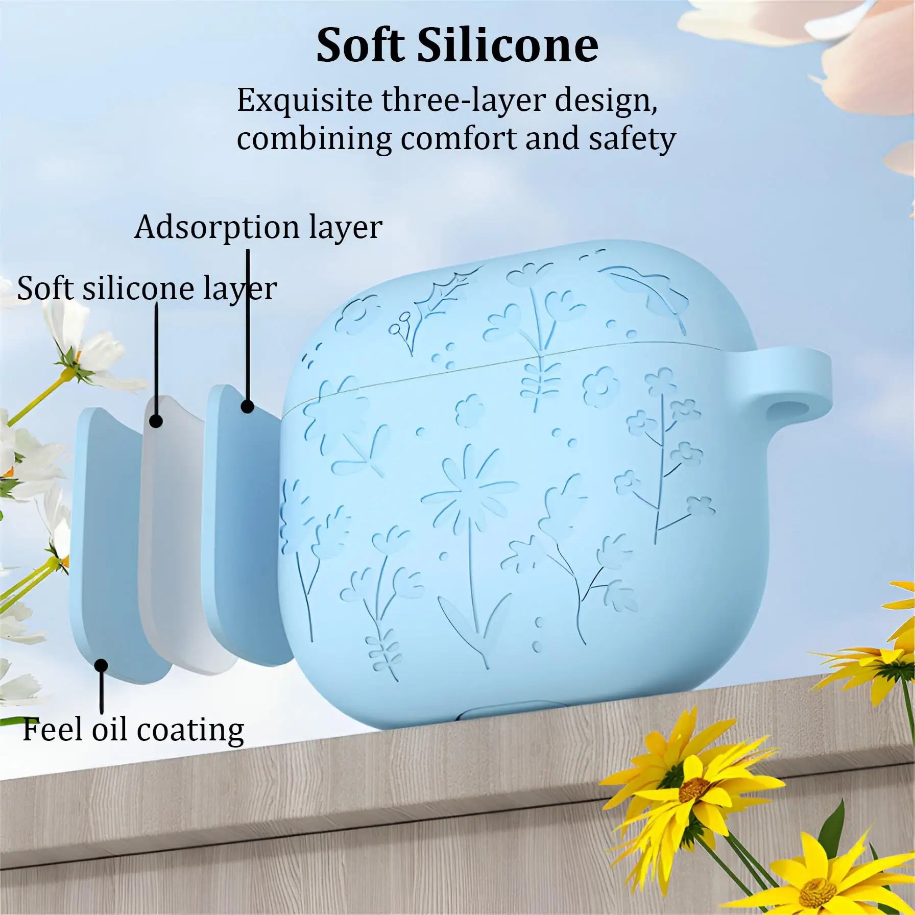 For AirPods 4 Case 3D Creative Flower Protective Shockproof Cover with Keychain/Cleaning Kit Soft Silicone Case For AirPods 4th