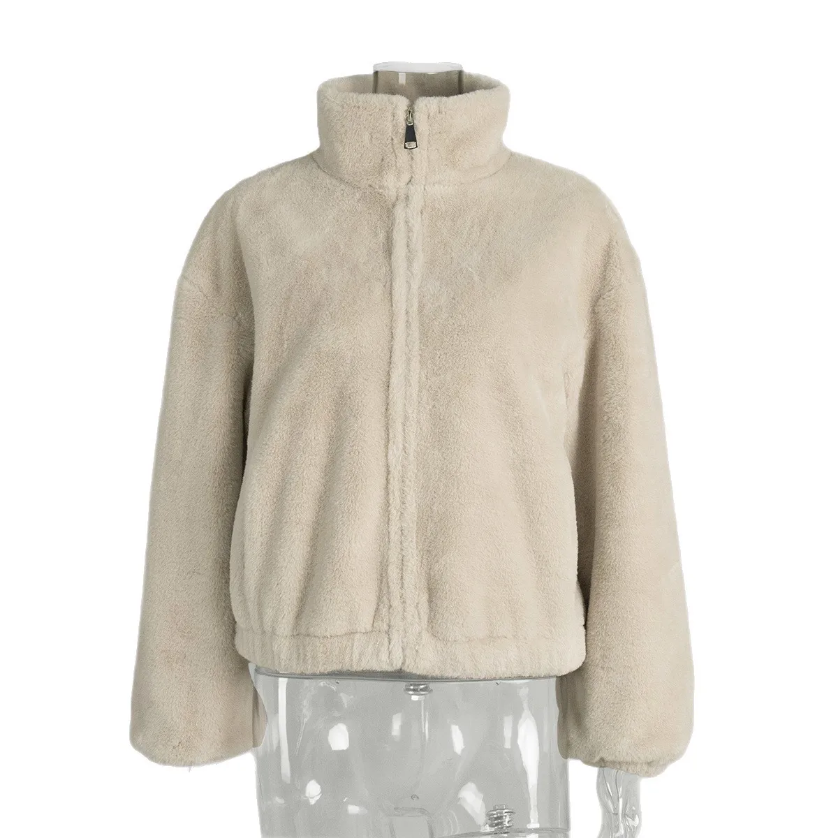 Zipper Stand Collar Coat Regular Length Casual Women Coat with Not Hooded Regular Sleeve Autumn Sleeveless Japanese Korean