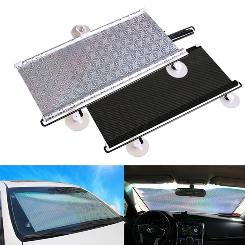 1X Car Sunshade Sunblind Front Rear Side Window Windshield Curtain Roller Home UV-protective Retractable Folding Sun Visor Sheet