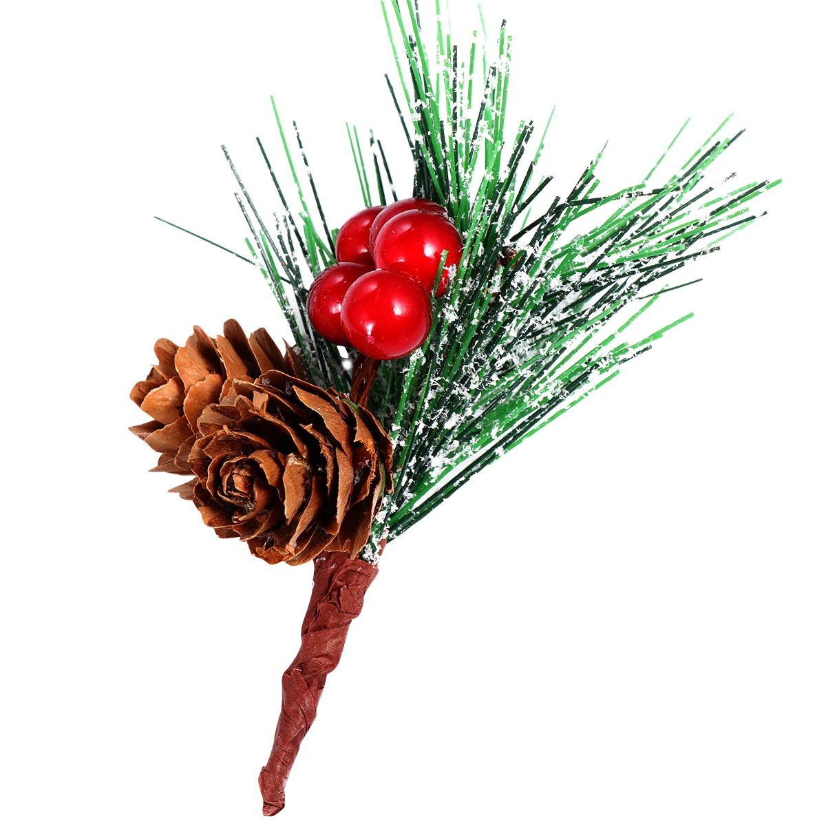 

20 Pcs Mini Christmas Tree Pendant Ornament Red Berry Branches Wreath Pine Needles with Berries Pvc