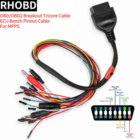 OBD OBD2 진단 어댑터, MPPSV18 브레이크아웃 트리코어 케이블, ECU 벤치 핀아웃 케이블, MPPS V21, V18 벤치 핀아웃 케이블 도구, 신제품