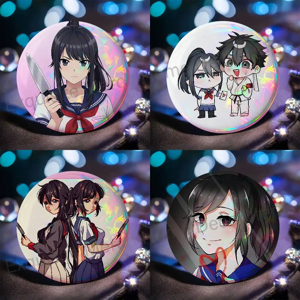 Ayano Aishi Y-Yandere Simulator Badges Round Nijigen Otaku Culture IP peripheral products 58mm 44mm 32mm 75mm 25mm Mini