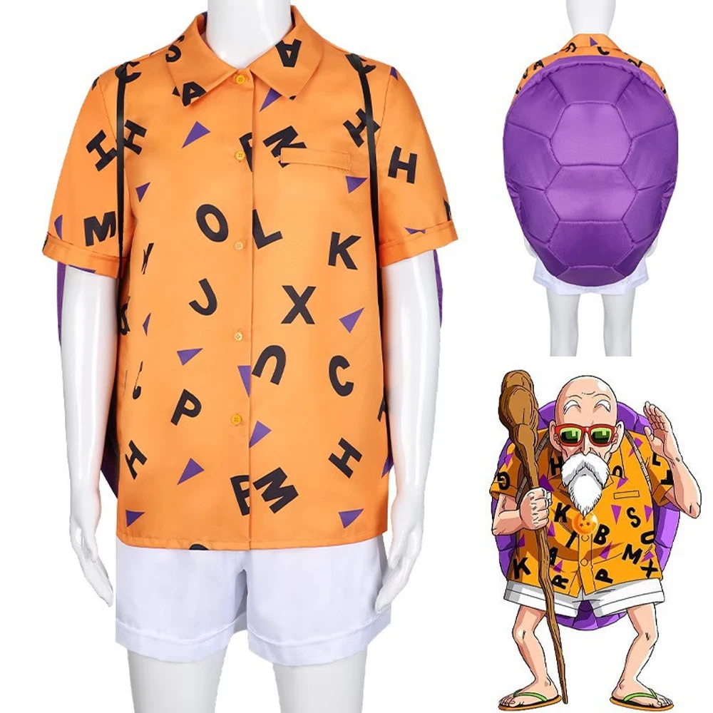 Master Roshi Anime Character Cosplay Beach Shirt Shorts Tortoise Shell Men's Costume Comics Role Play Clothes Fans Collection