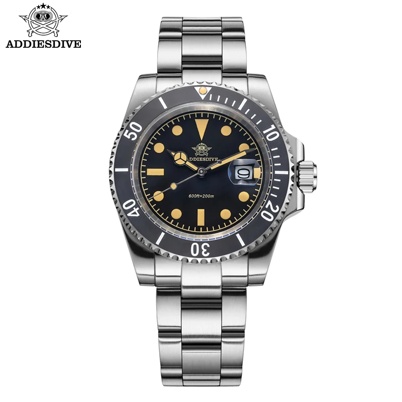 

ADDIESDIVE Watches For Men Date 200M Waterproof 316L Stainless Steel C3 Super Luminous Quartz Watches Ceramic Bezel