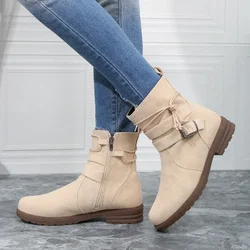 Kobiety Pasek Klamra Botki Chunky Chelsea Boots Jesień Zima Kobieta Nowy Projektant Marka Średnie Obcasy Casual Vintage Boots 2024