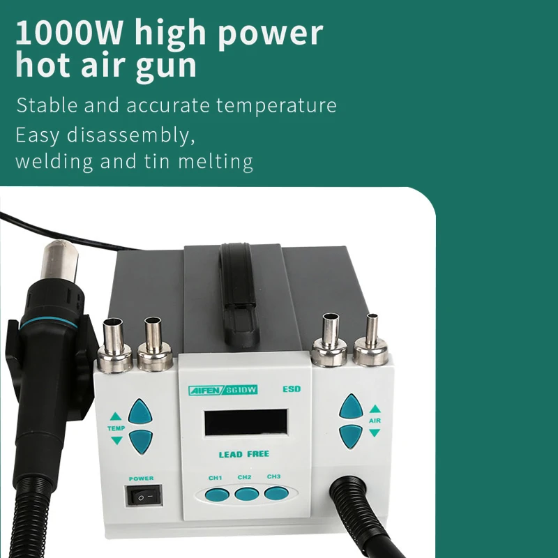 AIFEN–Station de soudage intelligente 861DW, outil de soudage à Air chaud sans plomb pour la réparation des PCB BGA mères+7buses