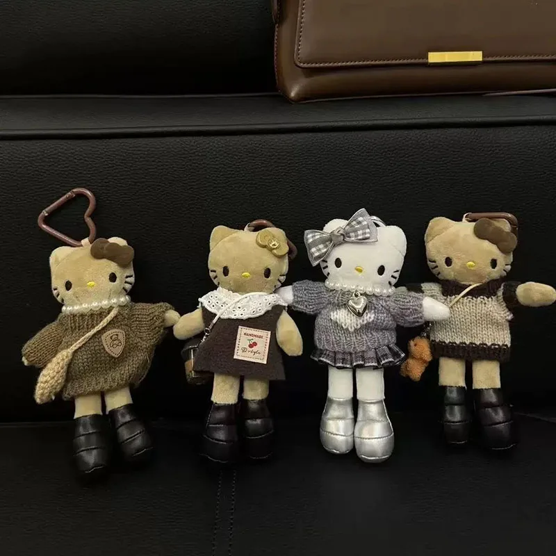 

Cute Long Leg Hello Kitty Plush Keychain Cartoon Knit Outfit KT Cat Stuffed Toy Fashion Girl Bag Anime Accessories Gift for Fans