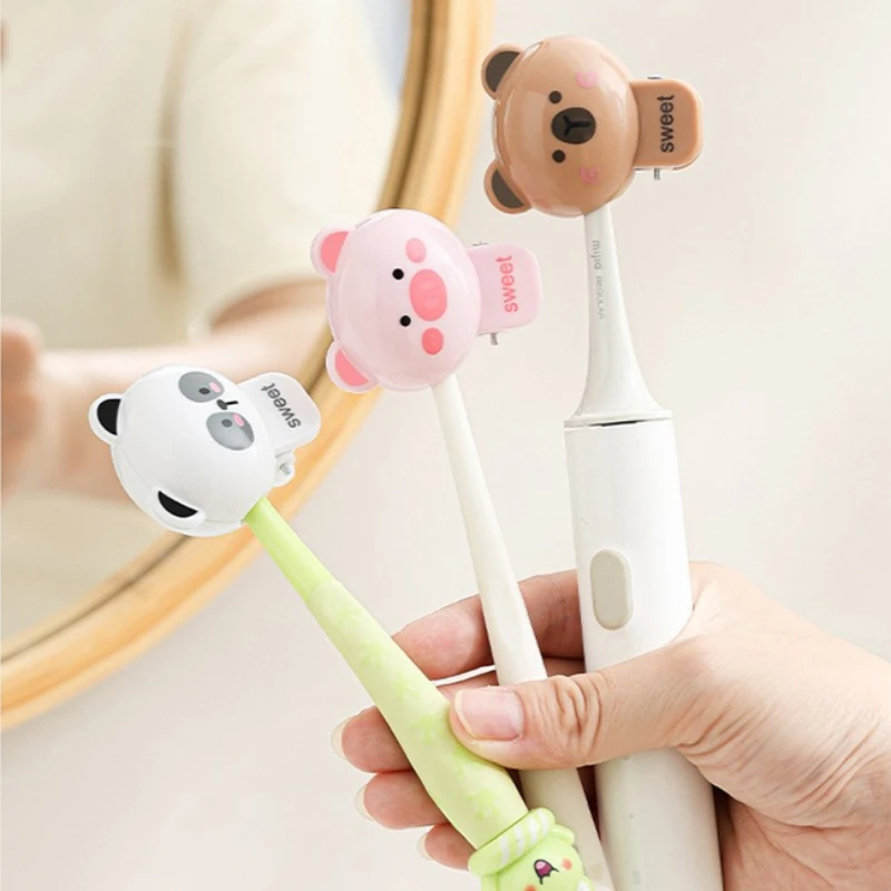 Cute Cartoon Animal-shaped Toothbrush Clip Holder Household Toothbrush Protection Cover for Children Travel Portable Accessories