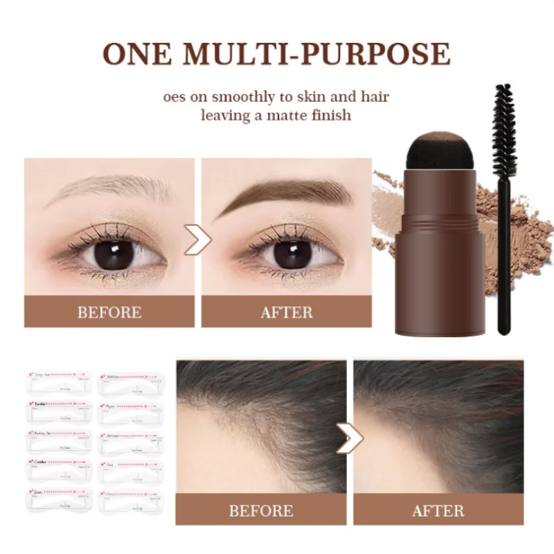 1 Set Lazy Eyebrow Powder Stamp Set Hairline Grooming Shadow Drawing Eyebrow Powder Waterproof Non-Halogenating Beauty Tools