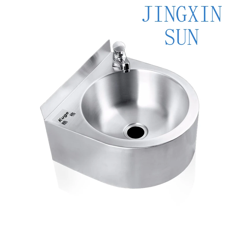Wall-mounted stainless steel wash basin, bathroom balcony household semi-circular anti-damage stainless steel wash basin