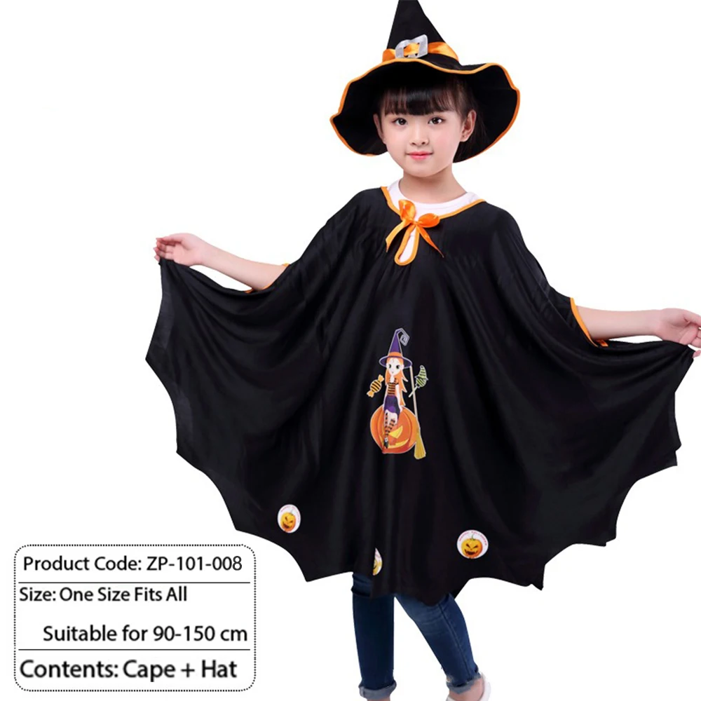 Halloween Cloth Children's Cape Cat Outfit Witch Cloak Hat Photo Props Cosplay Costume Halloween Children Clothes Kid Gifts