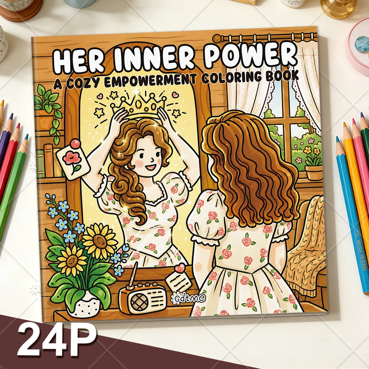 Her Inner Power Coloring Book, Cozy Self Love Empowerment Scenes, Large Print Coloring Pages for Women Stress Relief & Self Care
