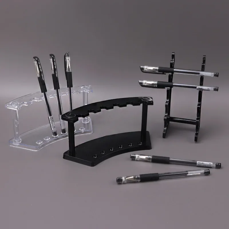 Plastic Transparent 6 Slot Pencil Pen Spoon Jewelry Display Holder Stand Rack Pen Holders Desk Accessories