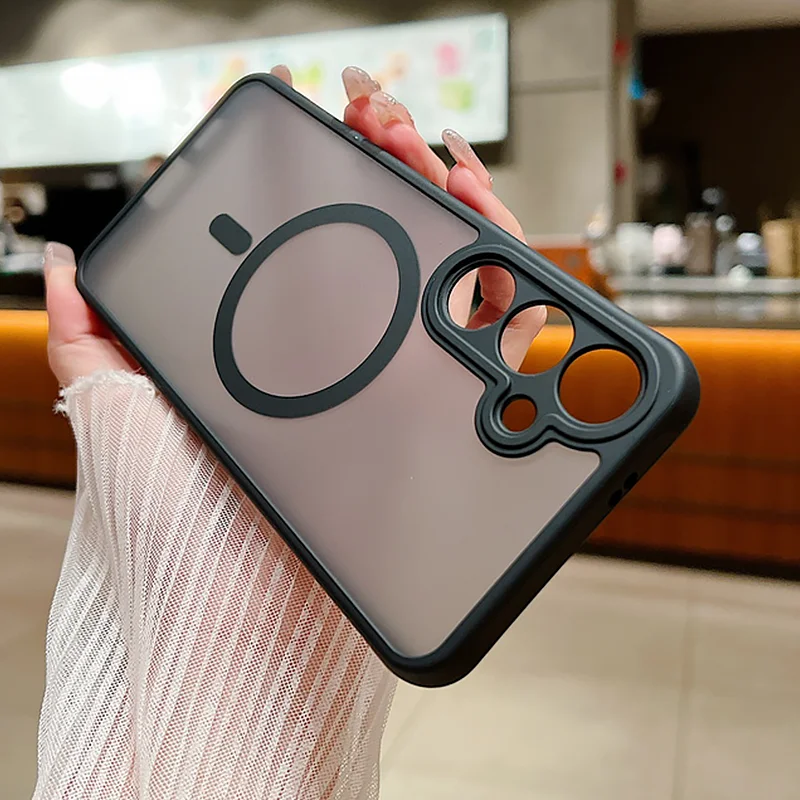 Matte Clear Case For Samsung Galaxy S25 Edge S26 S24 Plus S23 S22 Ultra S25 FE Magnetic For Magsafe Wireless Charge Phone Cover