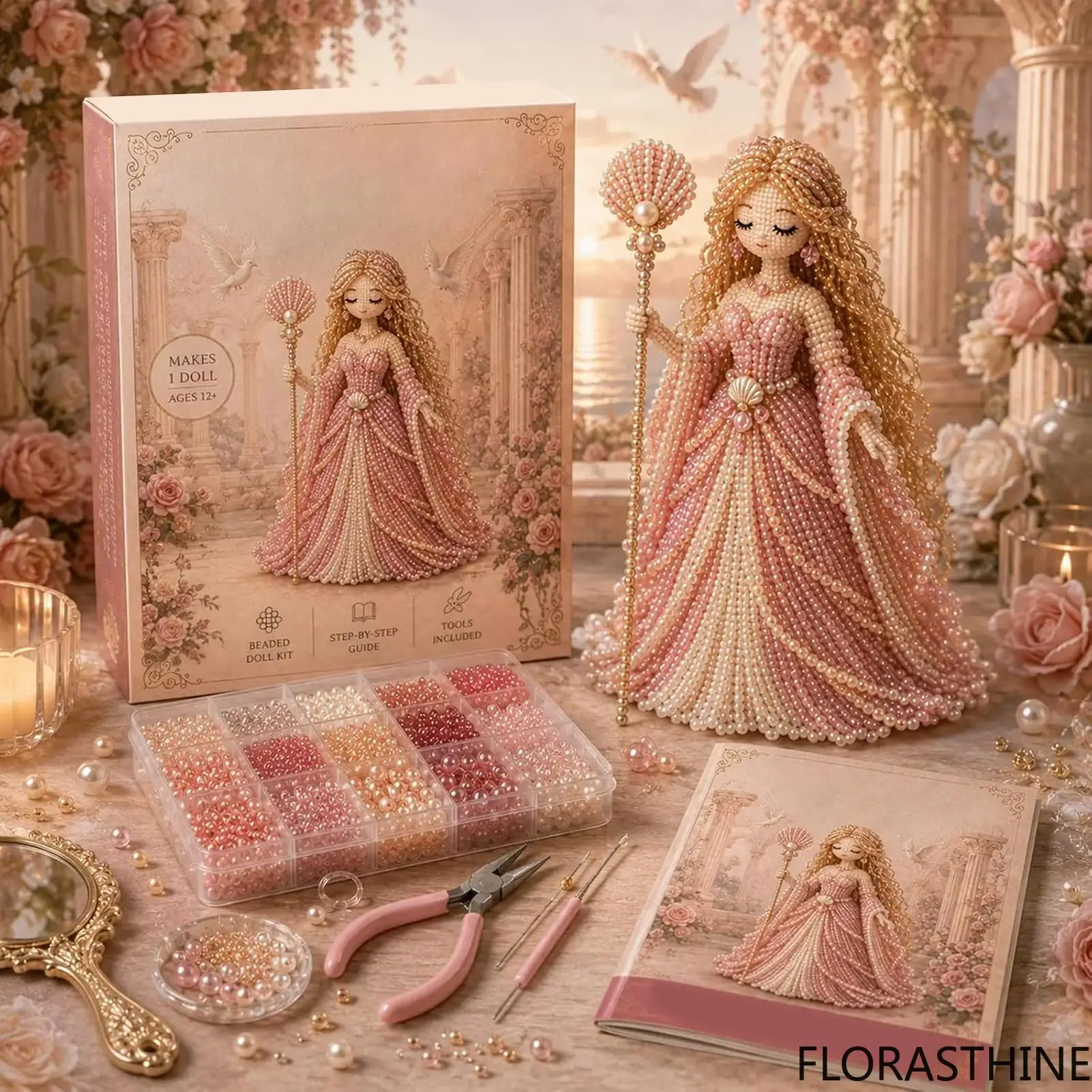 3D Beaded Goddess Kit Beading Art Craft Kit Handmade Mythological Set Miniature for Enthusiasts Women Holiday Home Desk