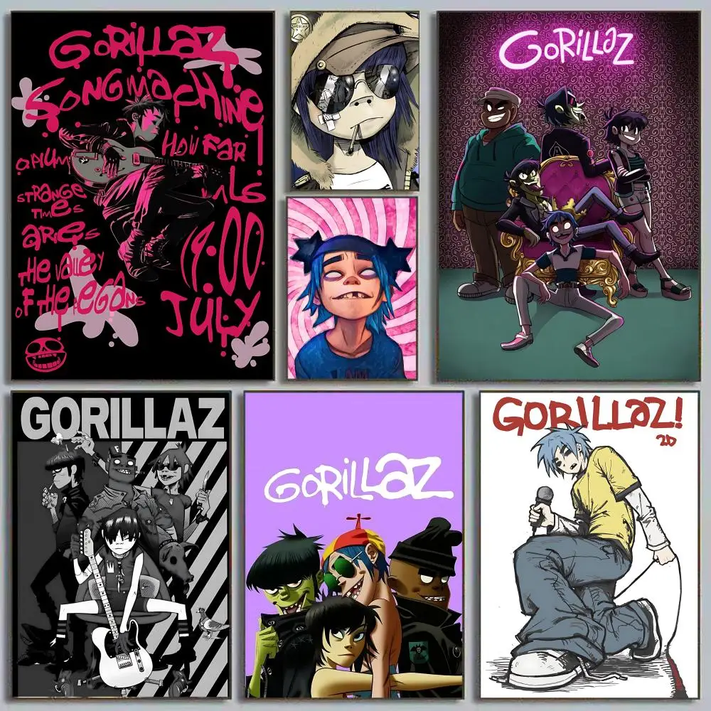Virtual Anime Rock Band G-Gorillaz Poster Home decor HD sticky wall waterproof home living room bedroom bar decoration