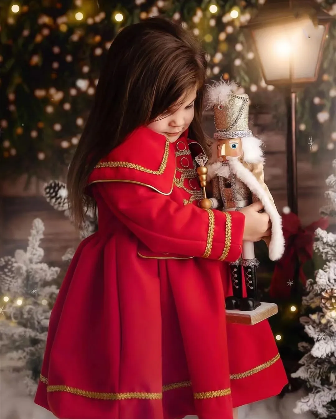 1-12Y Baby Girl Autumn Winter Handmand Customized Palace England Spanish Red Princess Wool Coat for Casual